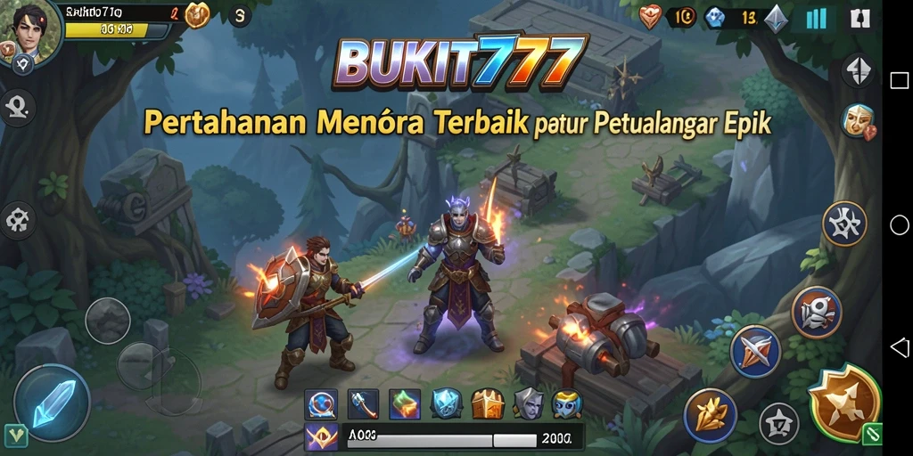 Gameplay BUKIT777 yang seru dengan pertahanan menara yang strategis.