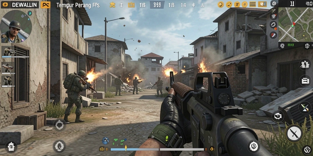 Tampilan gameplay seru di DEWALIN saat pertempuran sengit.