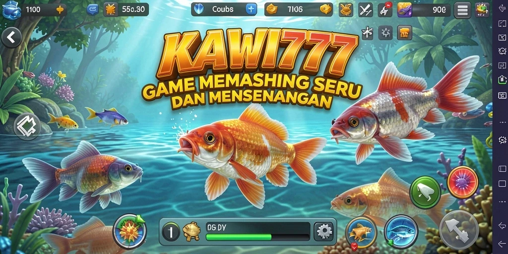 Gameplay seru KAWI777 saat menangkap ikan di perairan indah.