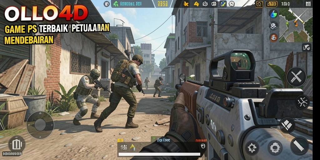 Tampilan gameplay mendebarkan dari OLLO4D dalam mode FPS.