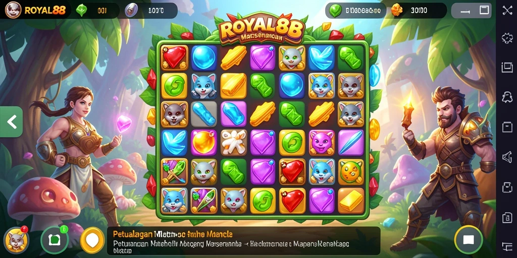 Gameplay seru dan menantang di game Match-3 ROYAL88.