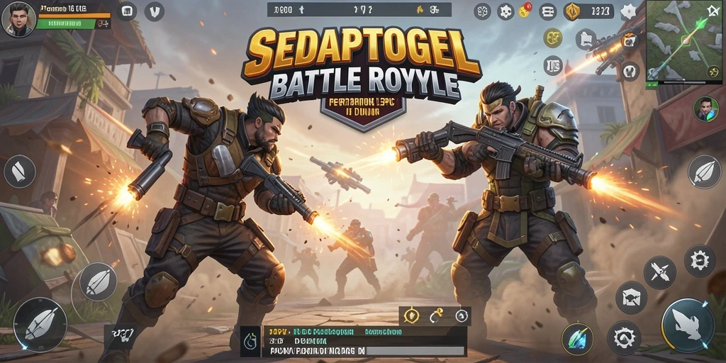 Tampilan gameplay SEDAPTOGEL yang mendebarkan dalam pertarungan Battle Royale.