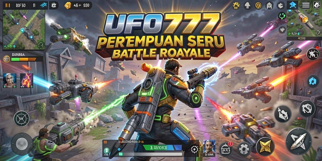 Screenshot gameplay UFO777 menampilkan aksi menegangkan dalam battle royale.