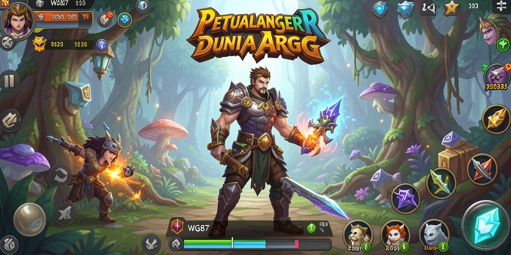 Screenshot gameplay WG87 menampilkan pertarungan sengit karakter ARPG.